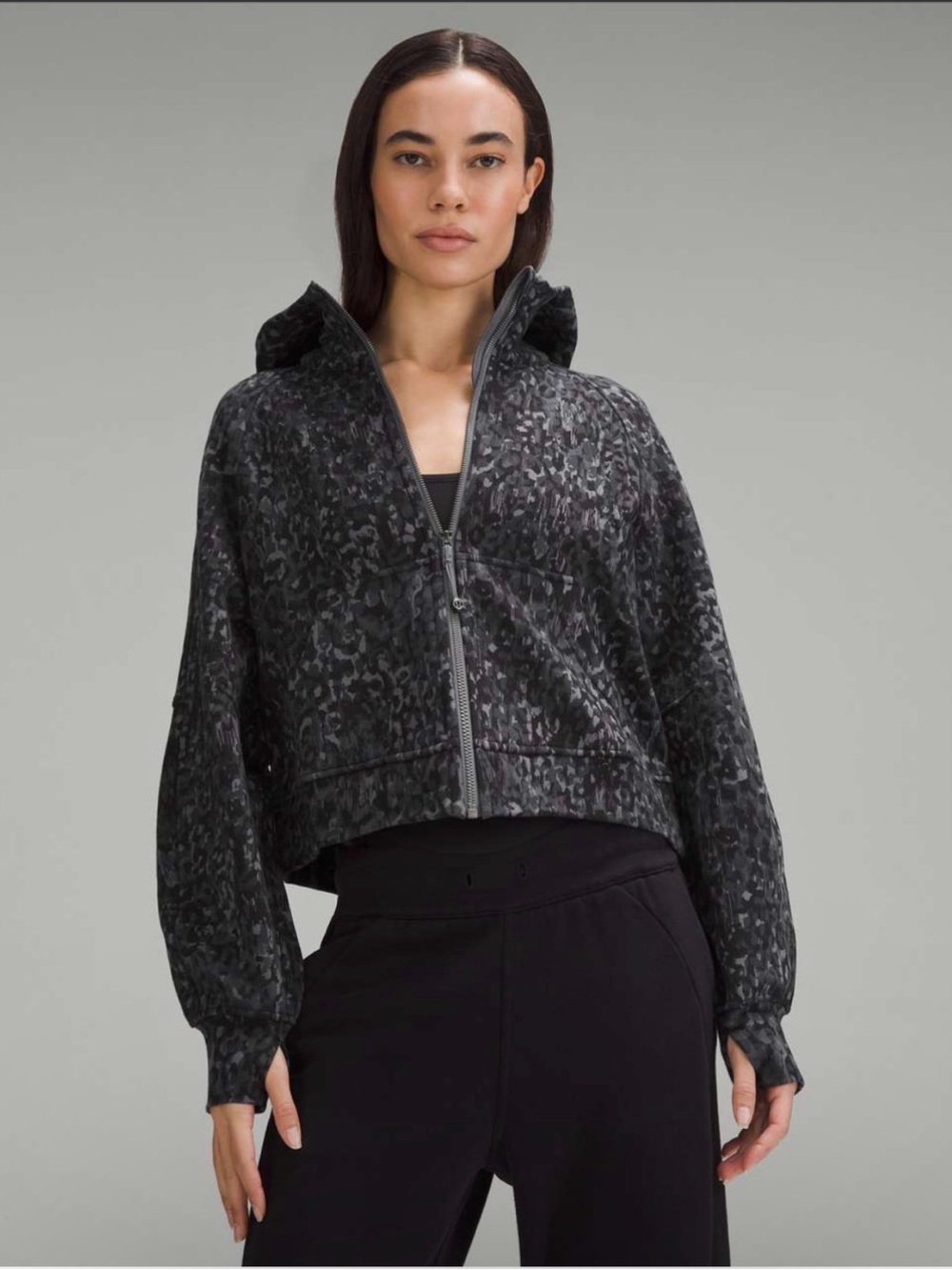 Lululemon Scuba Oversized Full-Zip Hoodie Lined Leopard WP Anchor Multi sz XS/S